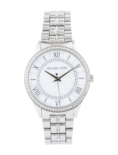 michael kors mini lauryn pavé silver-tone watch|More.